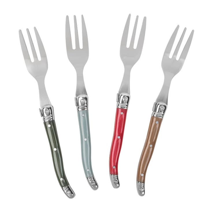 Laguiole 4pc Cake Forks with Holly Berry Handle