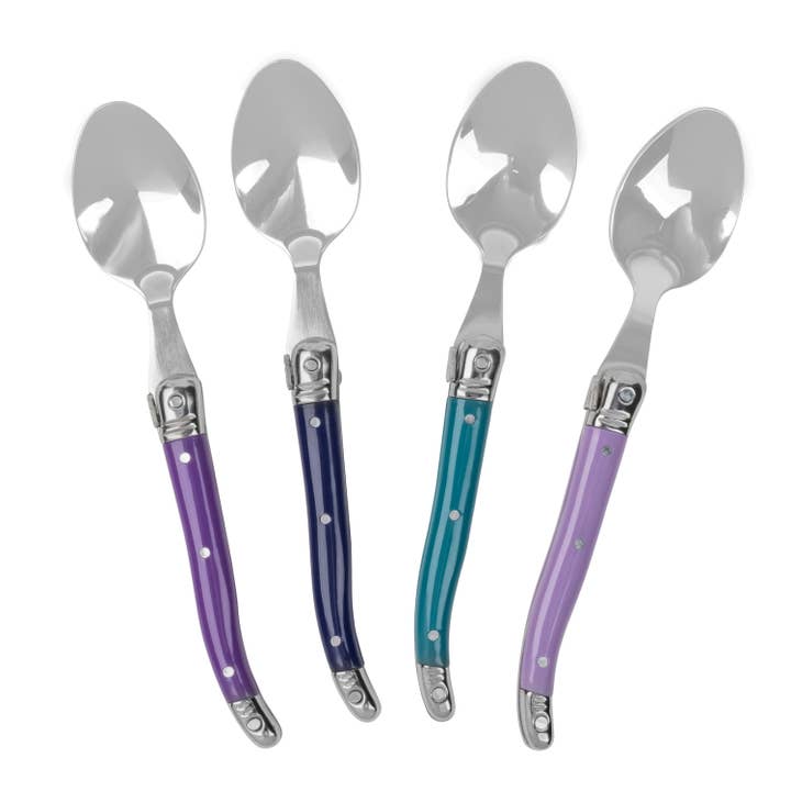 Laguiole 4pc Coffee Spoons with Plum Rose Handle