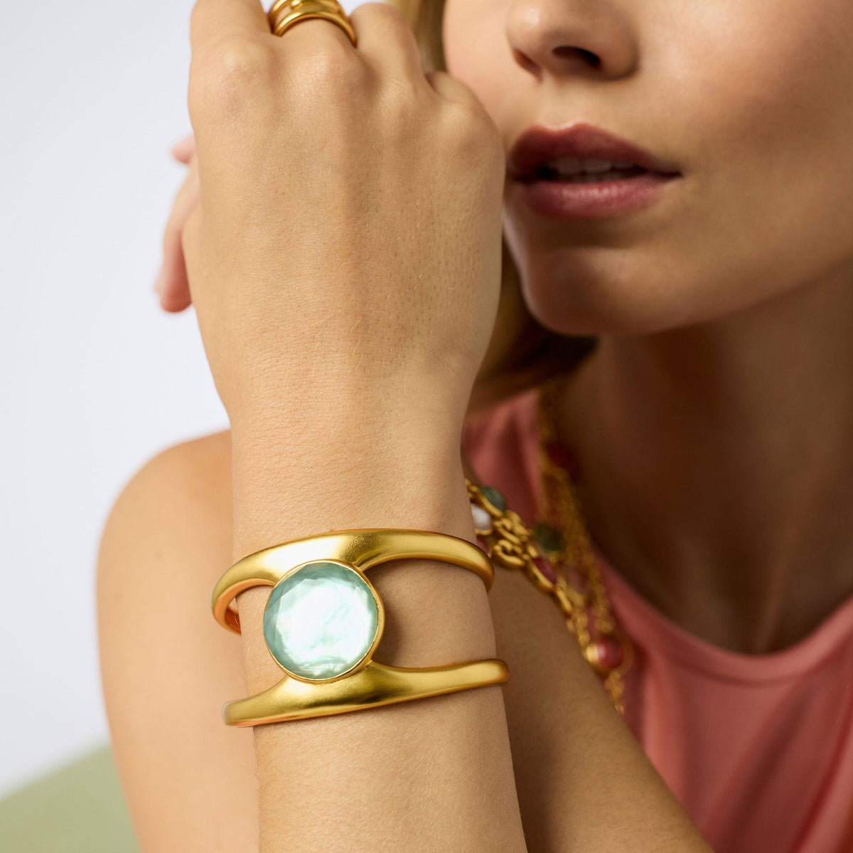 Julie Vos Laguna Stone Cuff with Iridescent Aquamarine Blue - Little Miss Muffin Children & Home