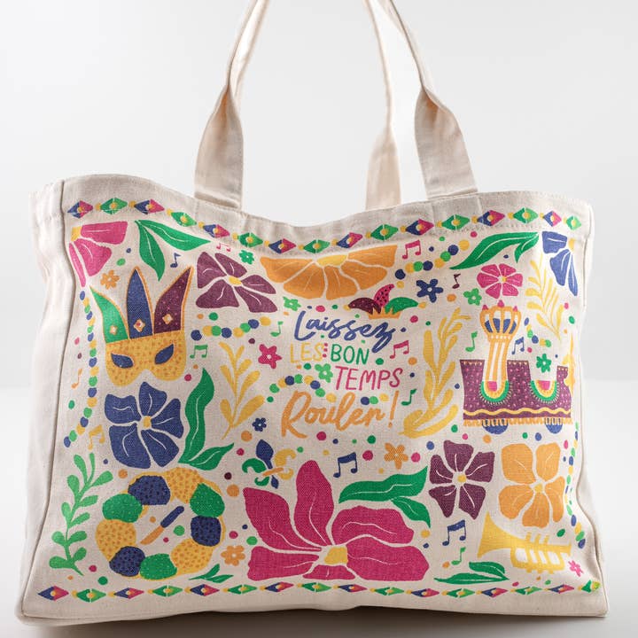 Laissez Mardi Gras Flowers Tote Bag