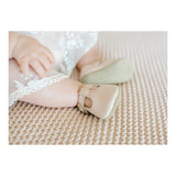 L'Amour Baby Girl Evie Mary Jane T-bar Crib Shoe in Blush Pink