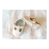 L'Amour Baby Girl Evie Mary Jane T-bar Crib Shoe in Blush Pink