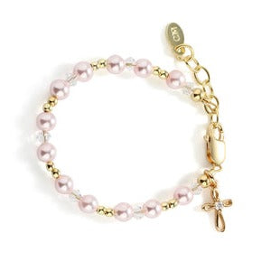 Cherished Moments Cherished Moments Gold-Plated Girls Pink First Communion Rosary Bracelet - Little Miss Muffin Children & Home