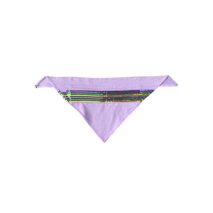 Lavender Mardi Gras Sequin Stripe Bandana Scarf