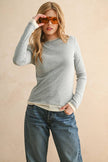 Lightweight Contrast Layered Look Top in Grey
