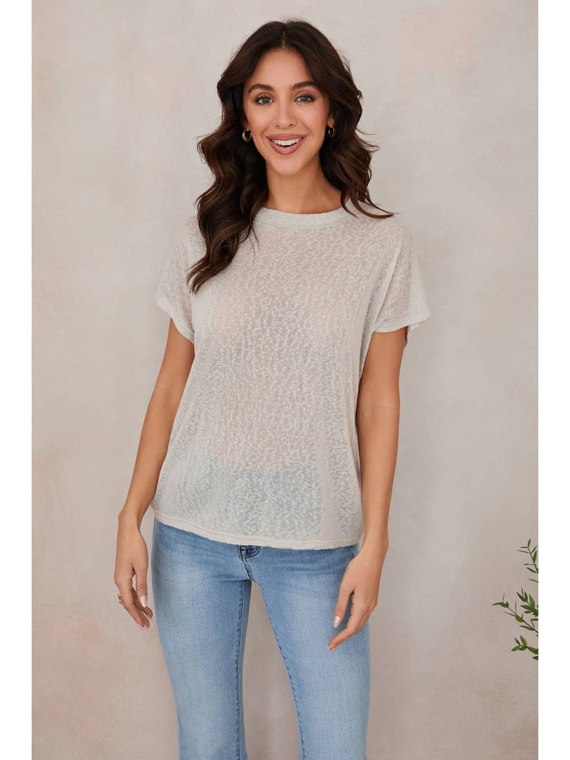 Lightweight Short Sleeve Boyfriend T-Shirt in Beige