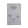 Linen Blend Tea Towel with Cocktail Recipes & Art