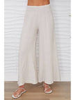 Linen Smocked Waist Palazzo Pants
