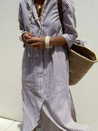 Long Sleeve Belted Shirt Dress