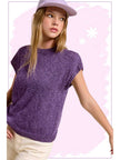 Loose Fit Sleeveless Ribbed Knit Mock Crew Neck Top