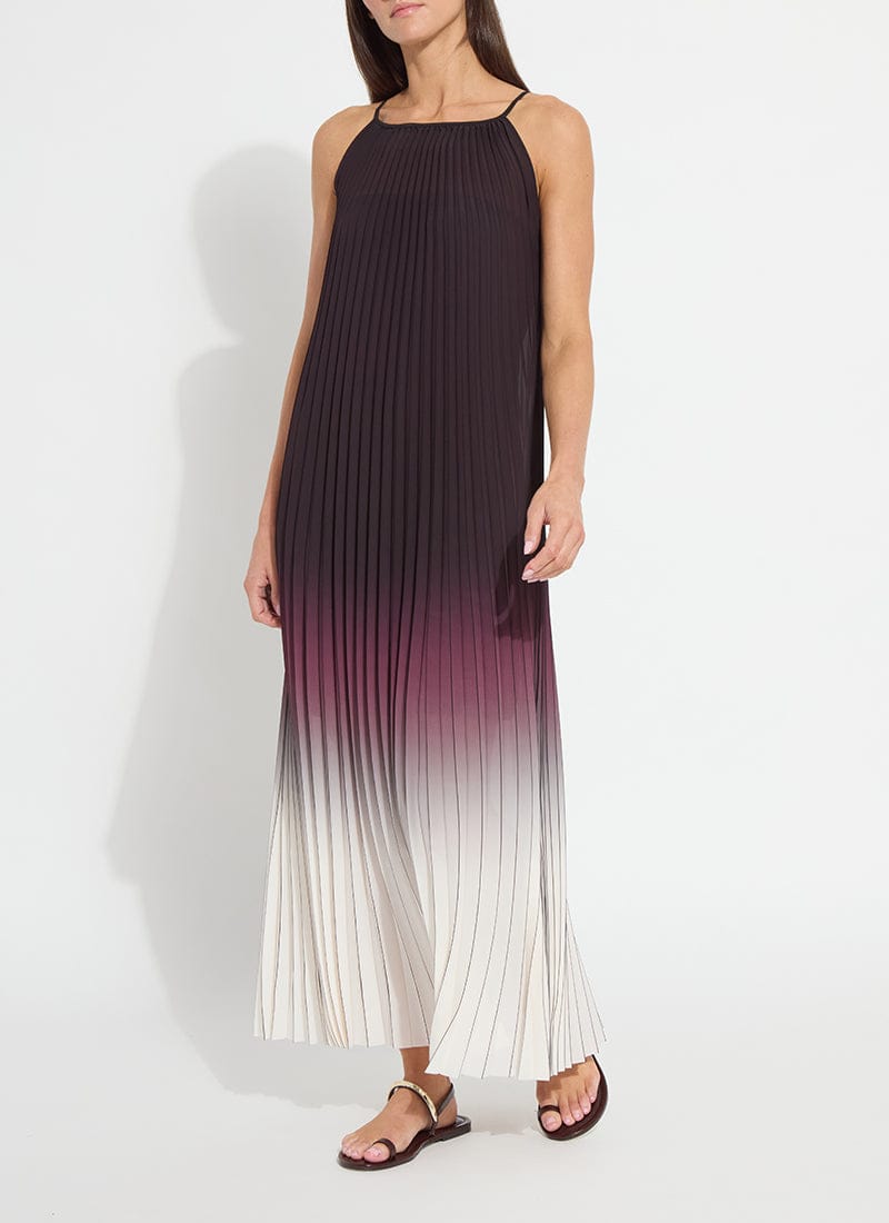 Lorena Pleated Chiffon Midi Dress in Red