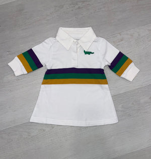 Lulu Bebe Lulu Bebe Mardi Gras Rugby Long Sleeve Dress - Little Miss Muffin Children & Home