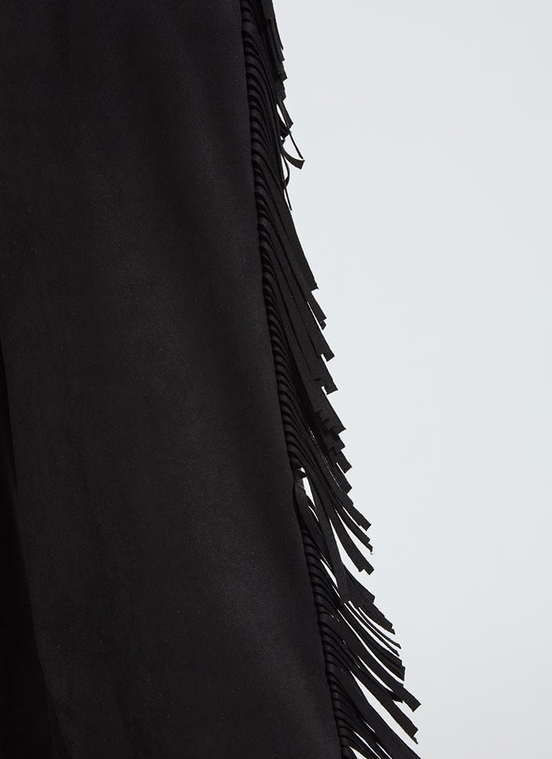 Lysse Cooper Fringe Wide Leg Crop Vegan Suede, Black - Little Miss Muffin Children & Home