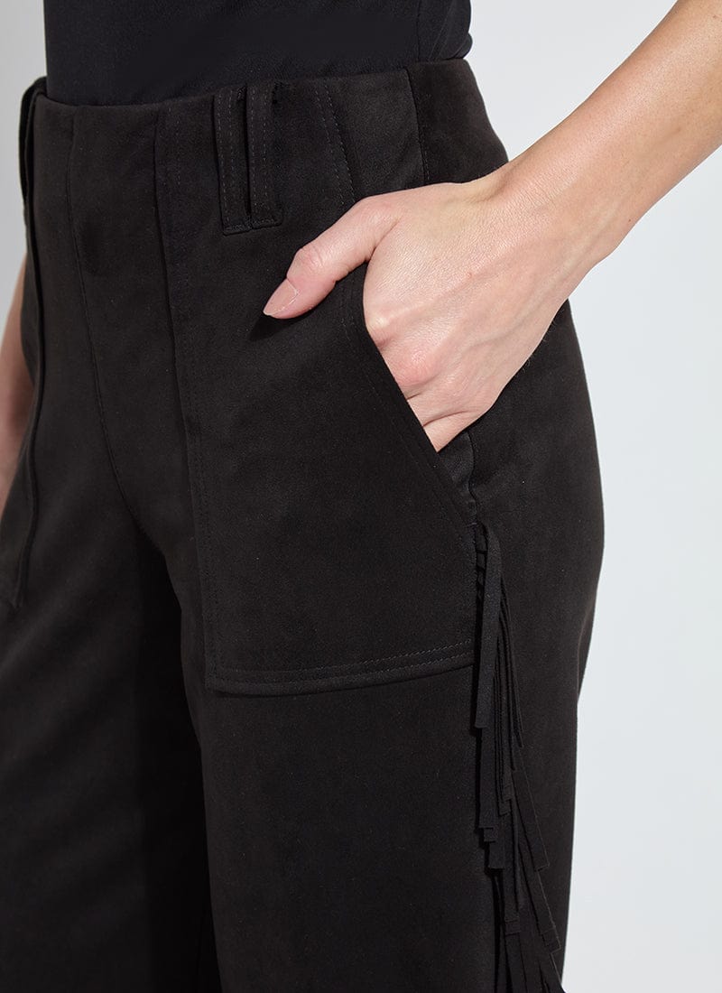 Lysse Cooper Fringe Wide Leg Crop Vegan Suede, Black - Little Miss Muffin Children & Home