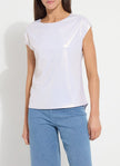 Lyssentials Metallic Jersey Top in White Gold