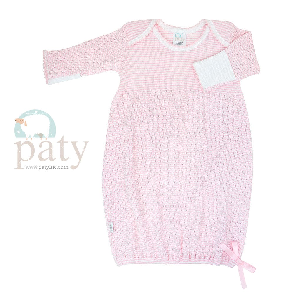 Paty, Inc. Paty Long Sleeve Lap Shoulder Gown with Pink Trim No Bow - Little Miss Muffin Children & Home