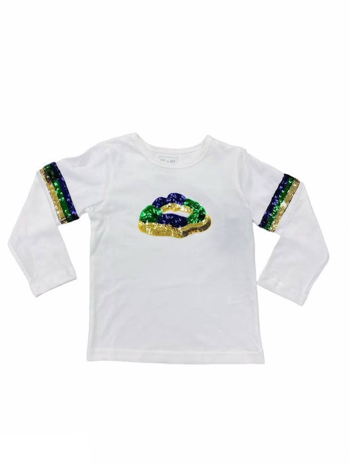 Lulu Bebe Lulu Bebe Sequin Mardi Gras Sequin Kingcake Stripe Shirt - Little Miss Muffin Children & Home