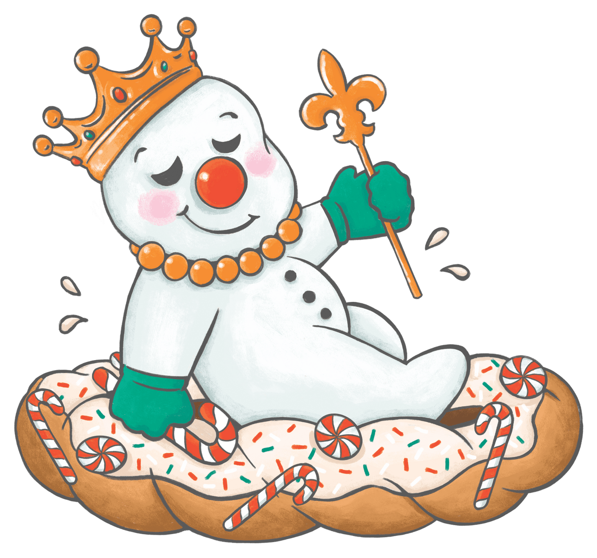 Whereable Art Whereable Art Mr Jingle King Cake Toddler Sweatshirt in Heather Grey - Little Miss Muffin Children & Home