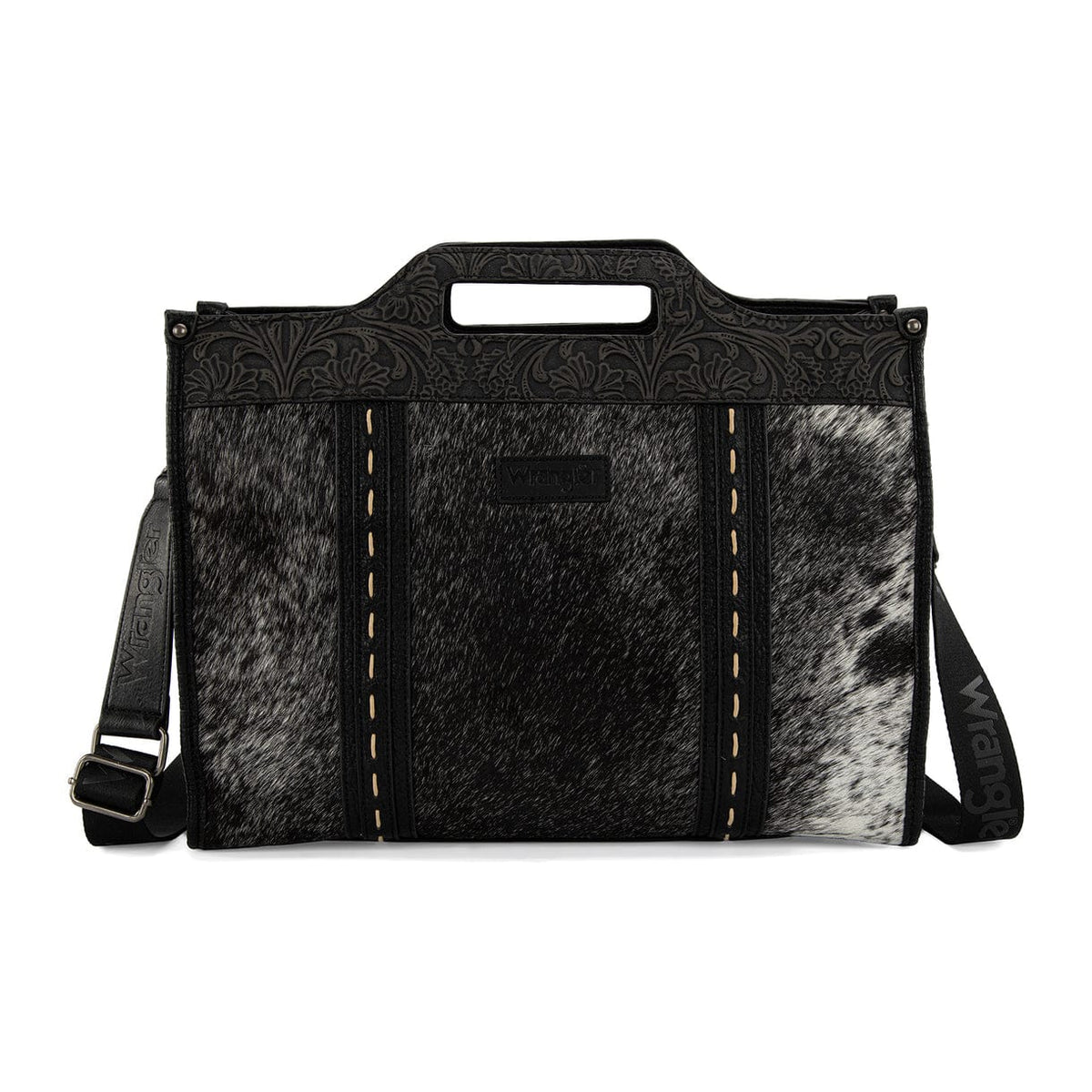 Black Wrangler Genuine Cowhide Large Tote/Crossbody