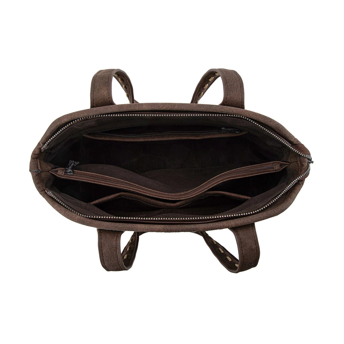 Coffee Genuine Hair-On Cowhide Tooled Tote