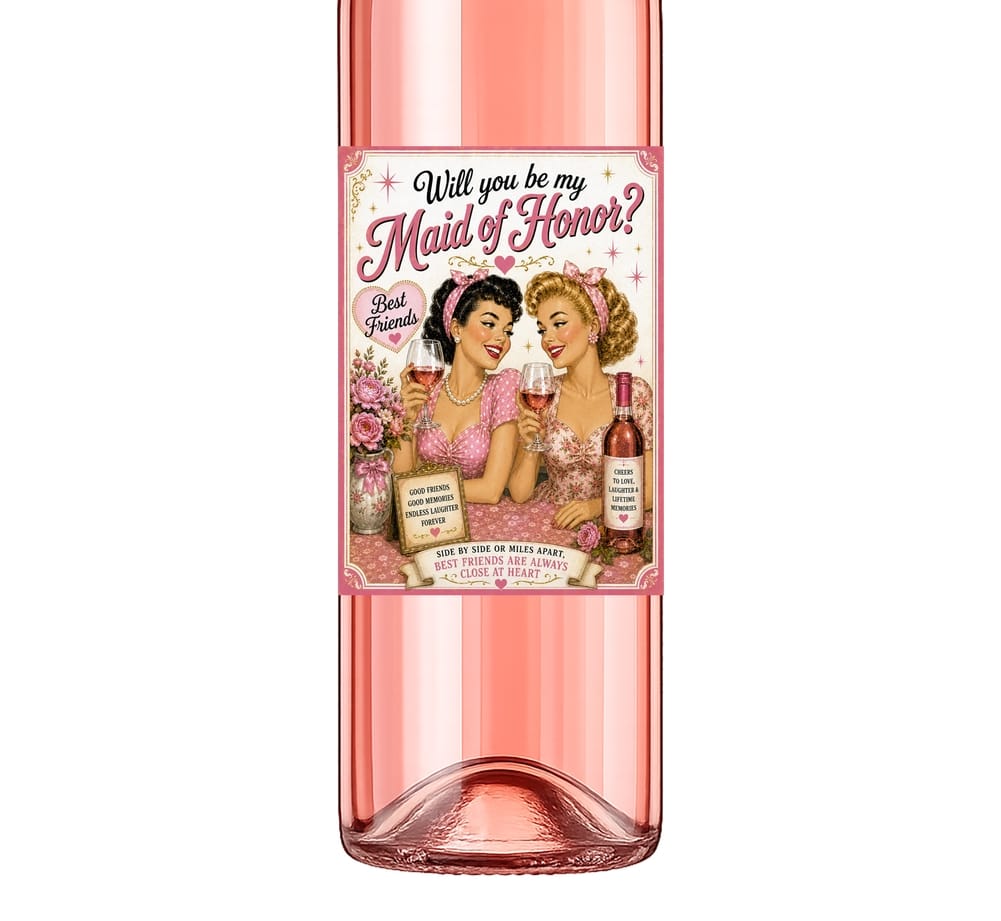 Sassy Vine Will You Be Maid of Honor Wine Label