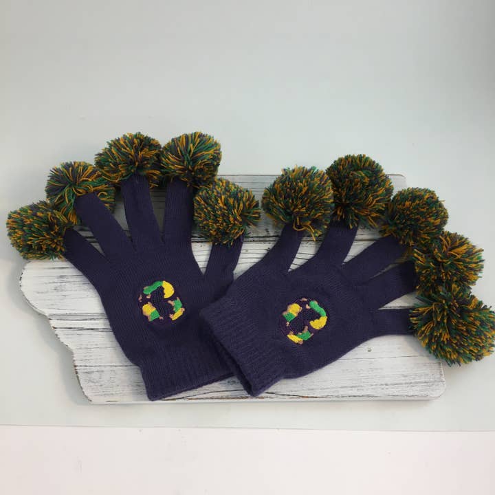 Mardi Gras King Cake Pompom Gloves