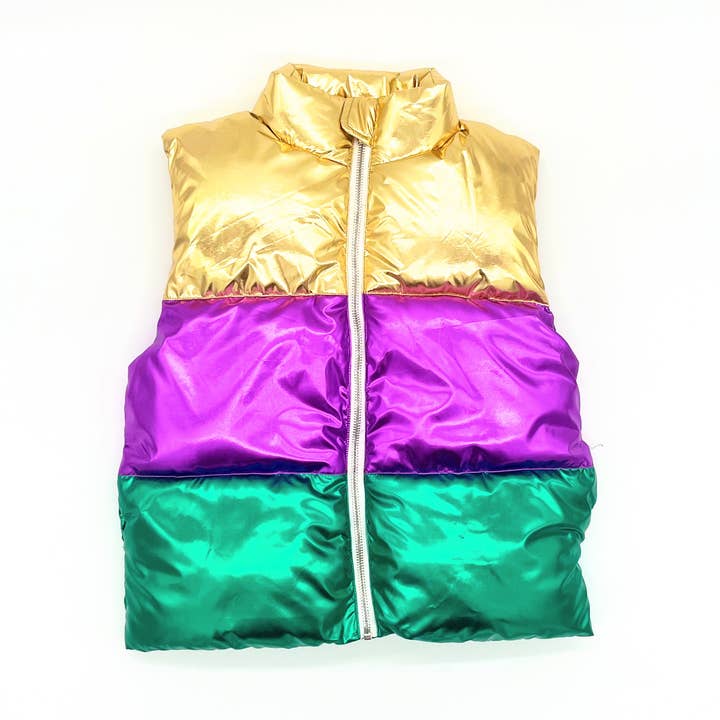 Mardi Gras Metallic Puffer Vest