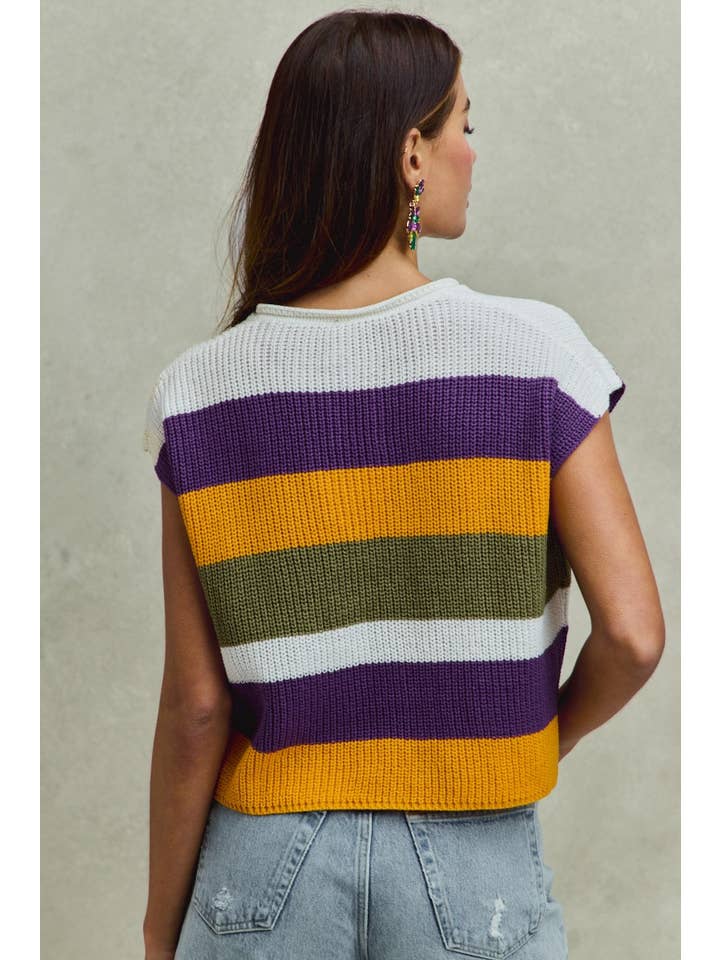 striped mardi gras knit sweater
