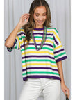 short sleeve stripe mardi gras t shirt