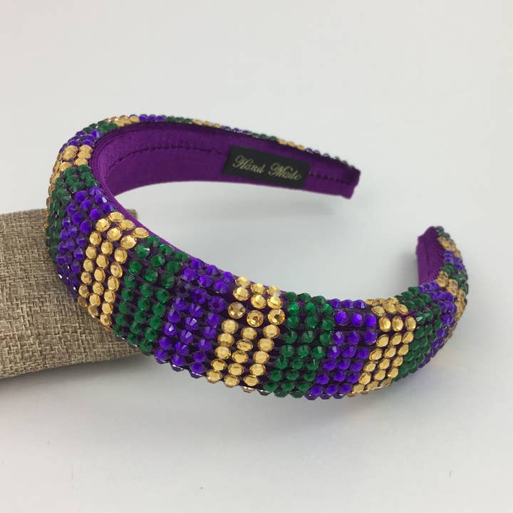 Mardi Gras Striped Rhinestone Headband
