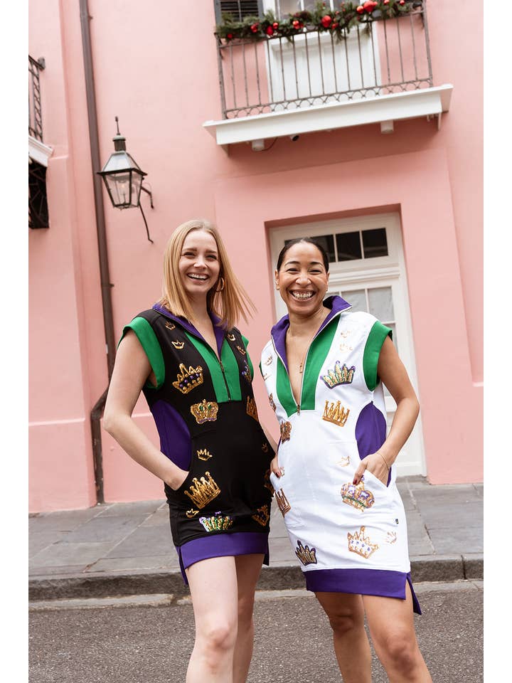 Mardi Gras White Adult Crowns Tennis Dress