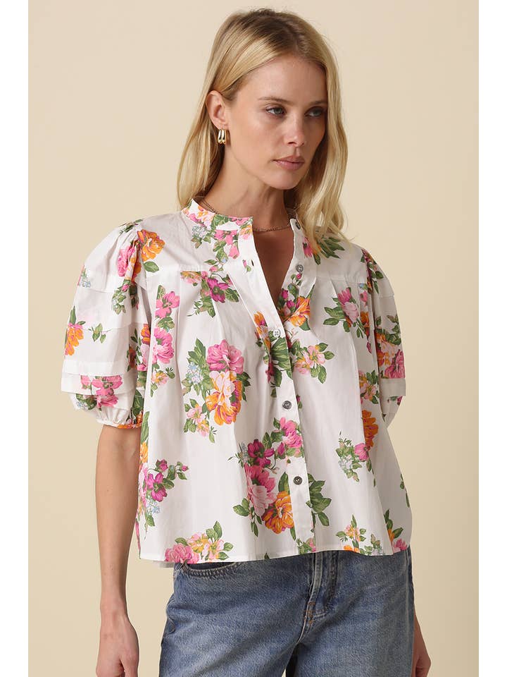 Megan Floral Puff Sleeve Blouse