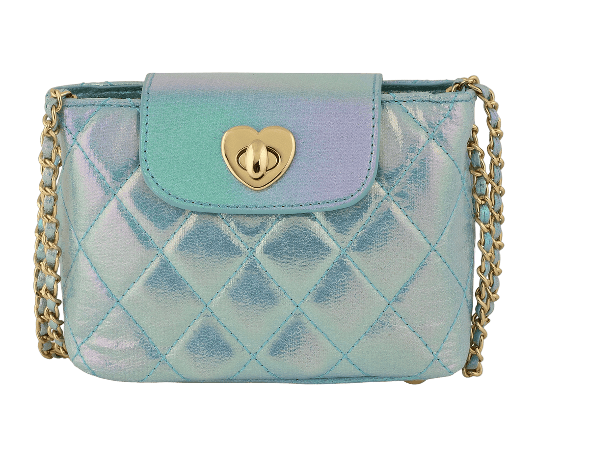 Metallic Aqua Paige Handbag for little girls