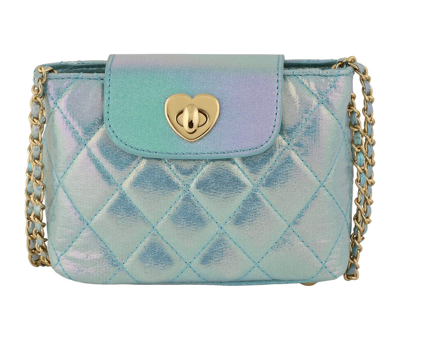 Metallic Aqua Paige Handbag for little girls