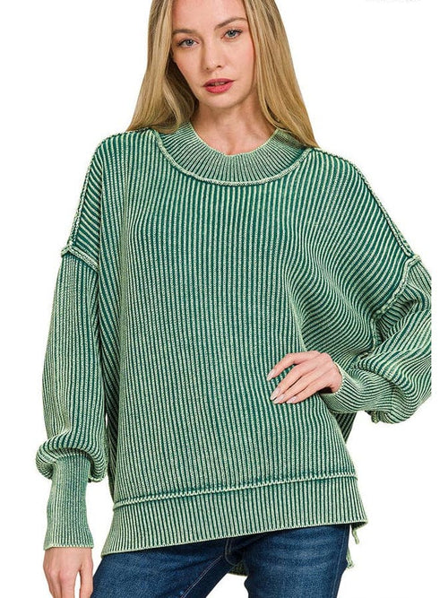womens oversized washed sweatshirt in green