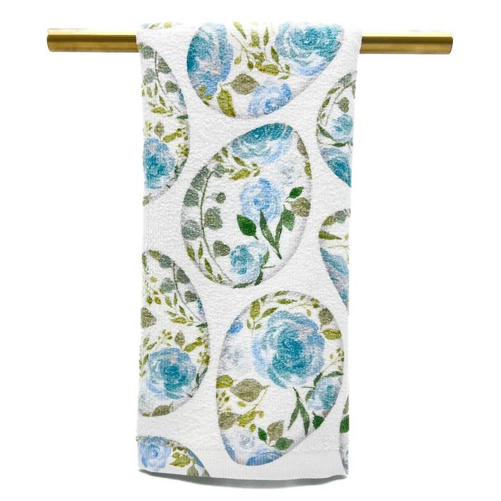 Mint Floral Easter Eggs Tea Towel