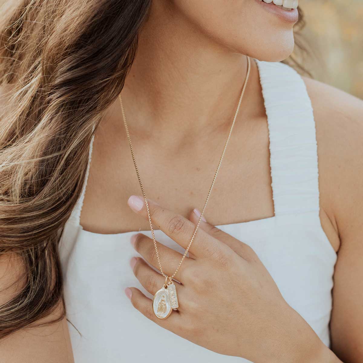 My Saint My Hero My Saint My Hero Lourdes Miraculous Mary Necklace, Gold - Little Miss Muffin Children & Home