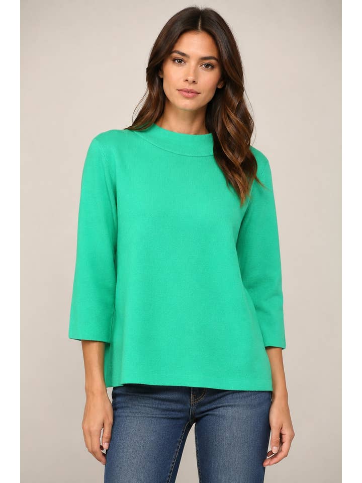 Mock Neck Pull Over Bell Sleeve Sweater