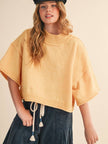 Mock Neck Short Sleeve Cropped Sweater in Butter