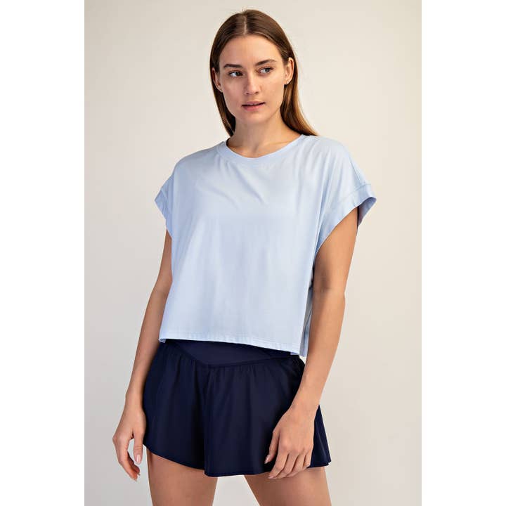 Modal Open Back Top in Mist Blue