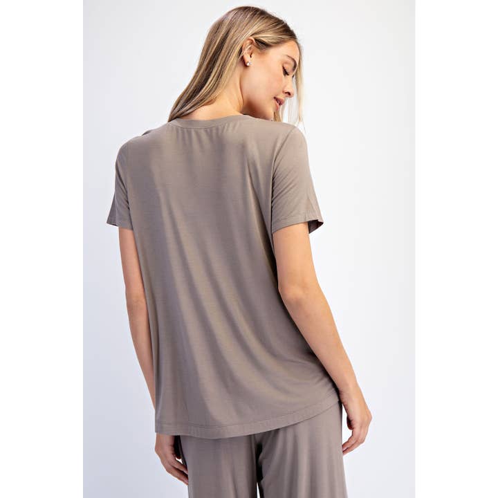 womens short sleeve brown top