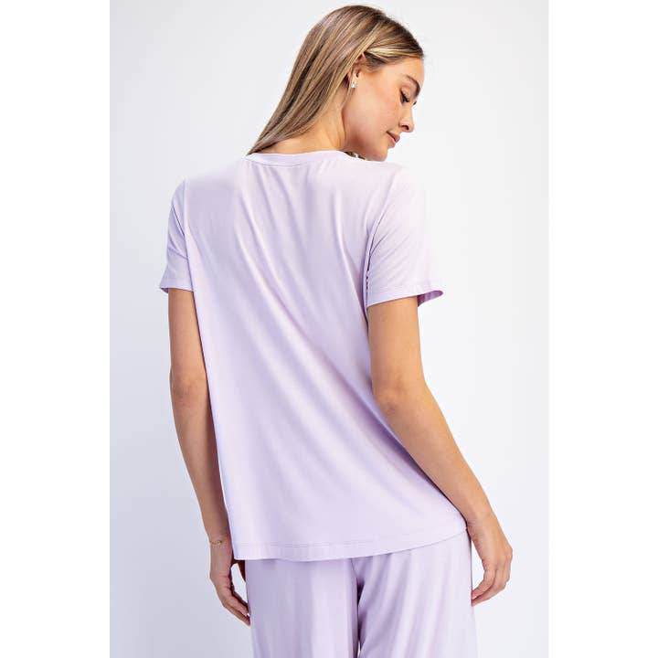 womens short sleeve purple top