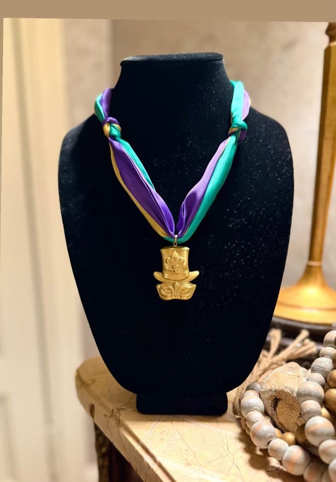 mardi gras scarf necklace for women