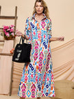 Multi-Colored Long Sleeve Print Shirt Dress