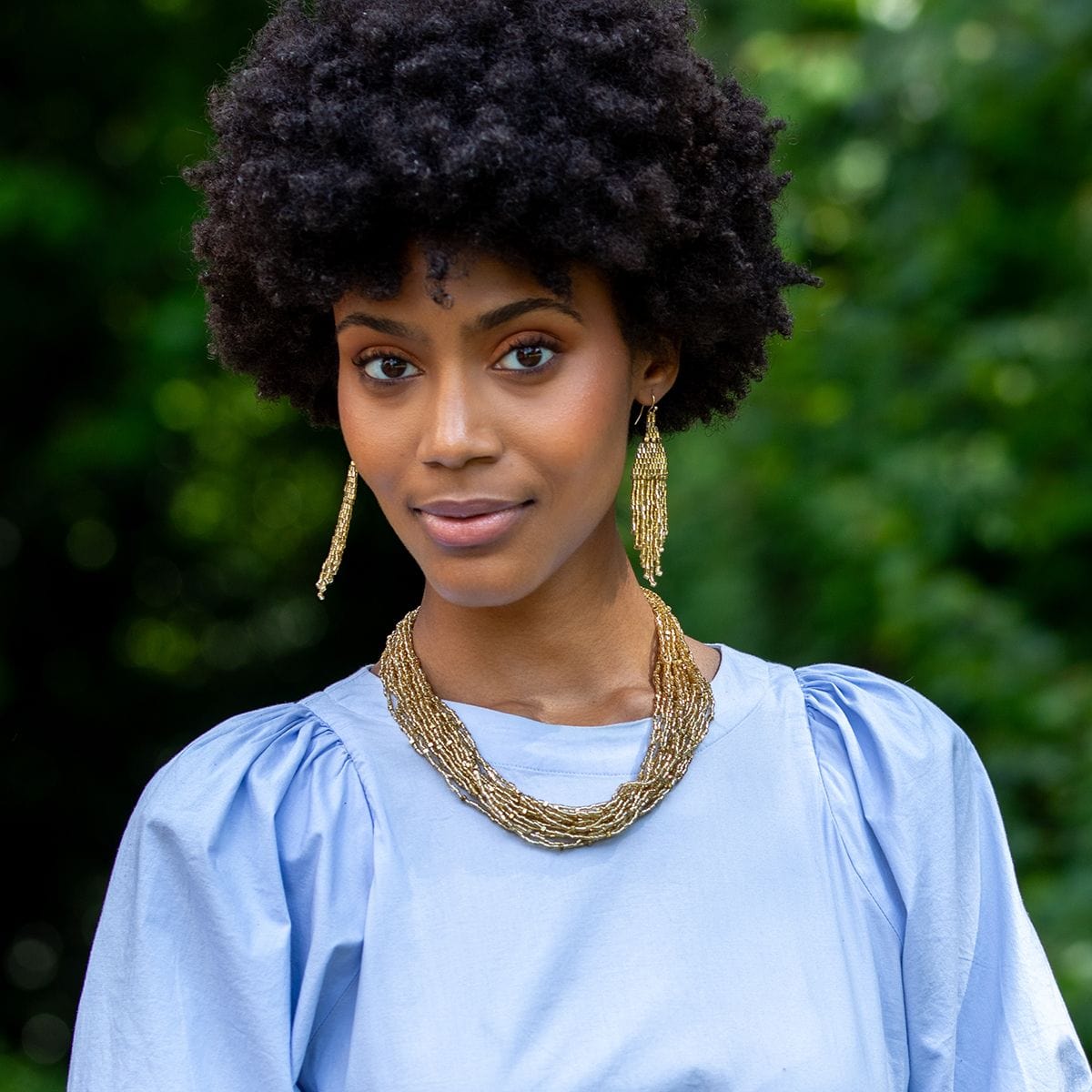 Anju Jewelry Seedbead Multi-Strand Bib Necklace – Shimmering Gold - Little Miss Muffin Children & Home