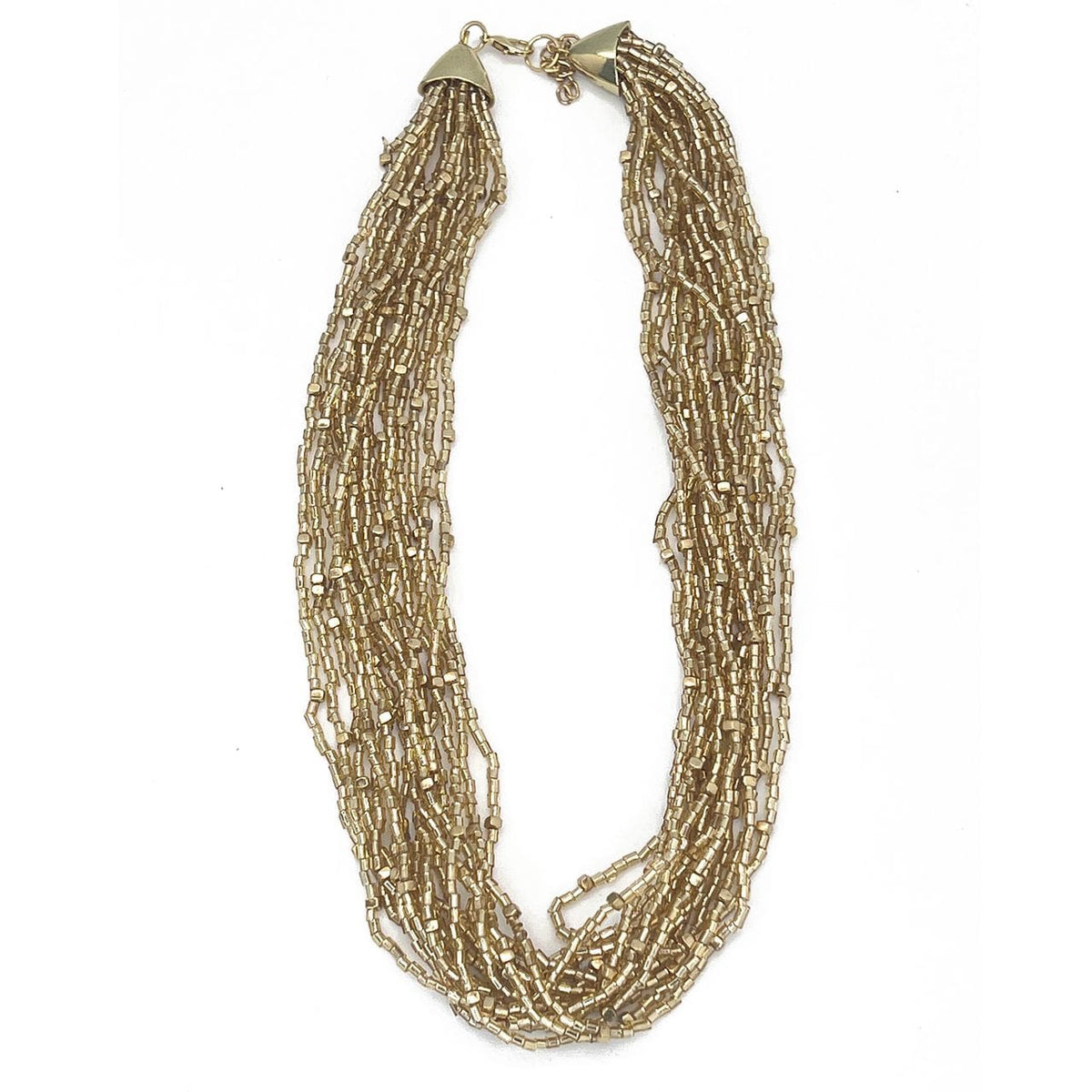 Anju Jewelry Seedbead Multi-Strand Bib Necklace – Shimmering Gold - Little Miss Muffin Children & Home