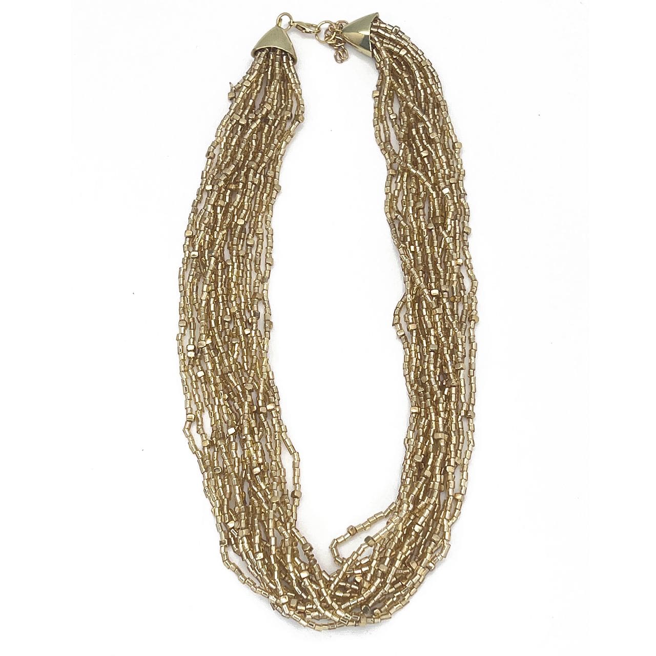 Anju Jewelry Seedbead Multi-Strand Bib Necklace – Shimmering Gold - Little Miss Muffin Children & Home