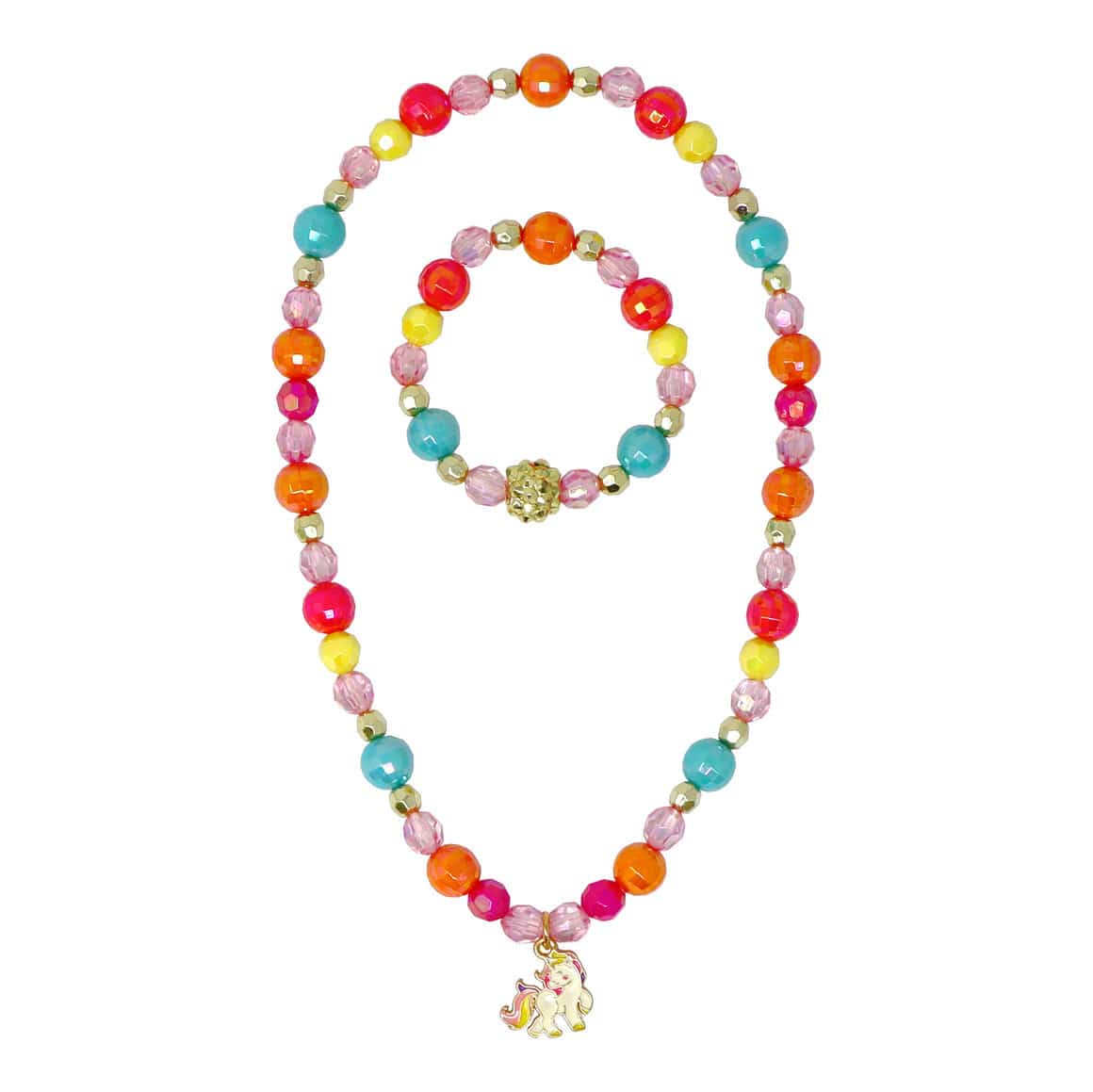 Pink Poppy Pink Poppy Unicorn Rainbow Charm Necklace and Bracelet Set - Little Miss Muffin Children & Home