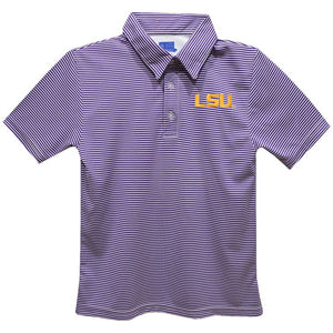 Vive La Fete Vive La Fete LSU Tigers Purple Stripes Short Sleeve Polo Shirt - Little Miss Muffin Children & Home