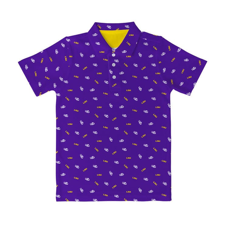 Vive La Fete Vive La Fete LSU Tigers Repeat Logo Purple Short Sleeve Polo Shirt - Little Miss Muffin Children & Home
